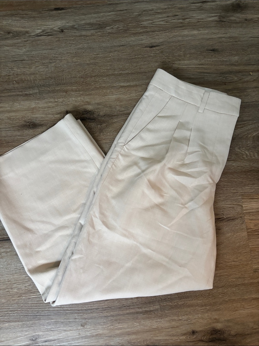 New York & Company Beige Cream High-Waist Trousers
